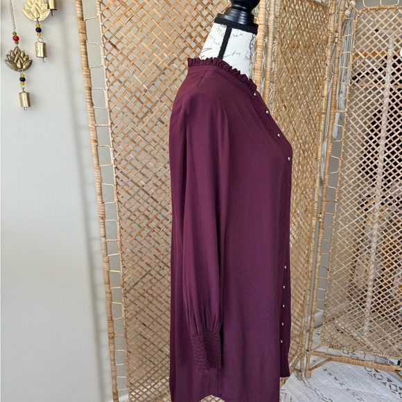 1.State Burgundy Tunic Blouse Dress - Picture 5 of 9